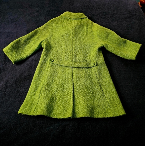 Vintage Miller Schulman Green Double-Breasted Spring Wool Coat, Med, 3/4 Sleeve - Picture 12 of 16